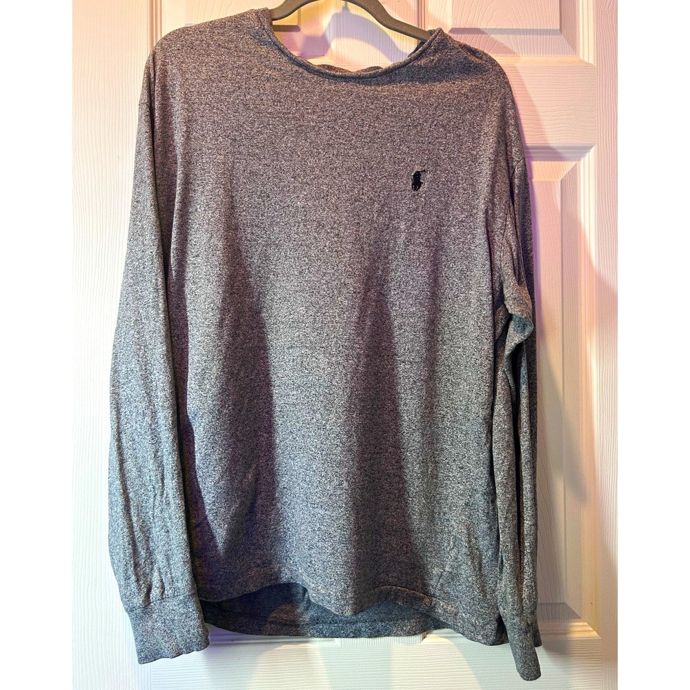 Polo Ralph Lauren Mens Large Gray 100% Cotton Long Sleeve Shirt Pony Logo